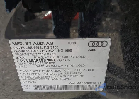 2019 Audi E-Tron Premium Plus from USA, damaged, VIN WA1LAAGE3KB022464
